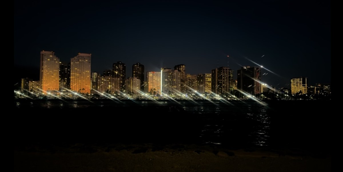 Waikiki skyline at night